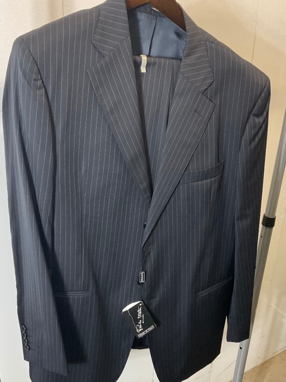Navy blue pinstripes  suit by Paulo Vista size 42 long